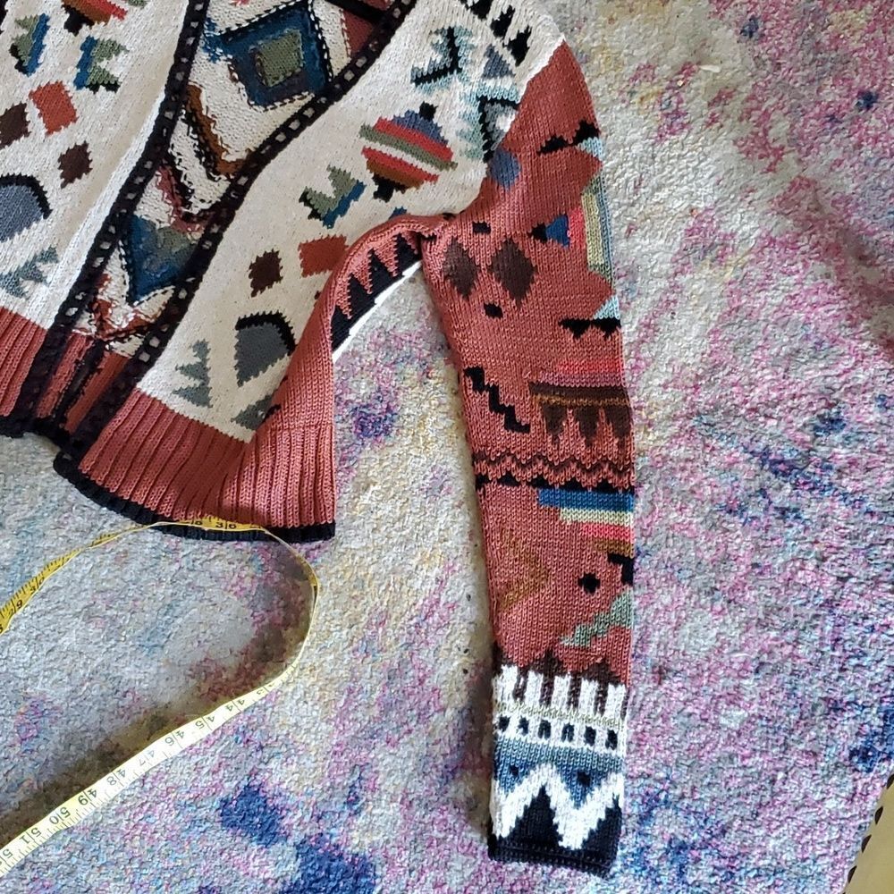 Peruvian Connection 100% Pima Cotton Colorful Southwest Style Shrug Sweater - Picture 12 of 16